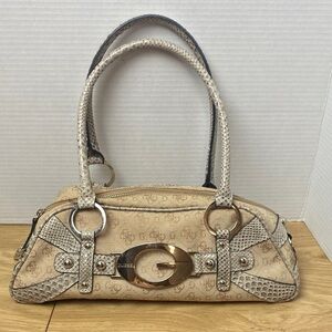 Guess Beige Shoulder Bag with Gold Details